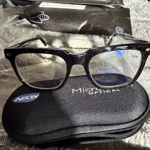 ✨ MicroVision Optical “Arial” Blue Light Readers – Shiny Black +2.50 – Brand New
